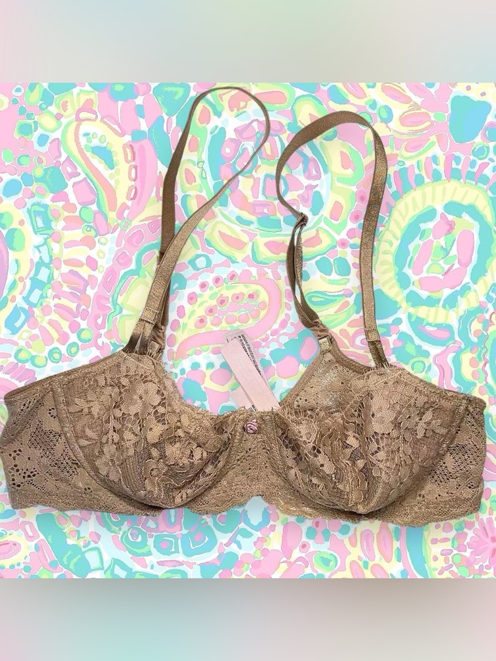 VICTORIAS SECRET Dream Angels Wicked Unlined Lace Balconette Bra in Praline 👡
